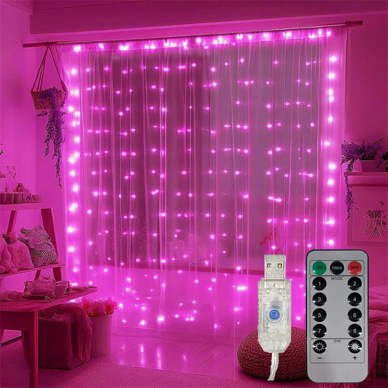 USB Plug Curtain LED String Lights